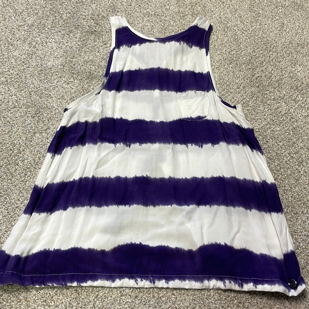 Roxy purple white tank top with open button back